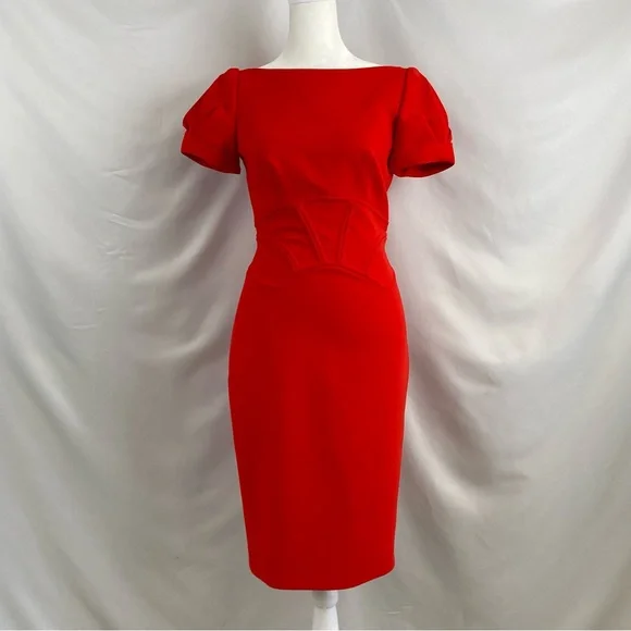 Karen Millen Red Corset Effect Dress - Picture 5 of 9